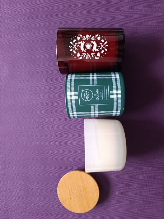 3 świeczki zapachowe, wypalone do połowy