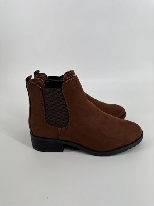 Sztyblety damskie na obcasie buty na jesień zimę wsuwane 40 brązowe