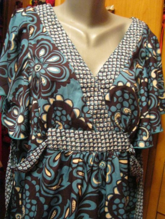 туника индия блузка голубая длинная 22 56 2XL как новая легкая блуза