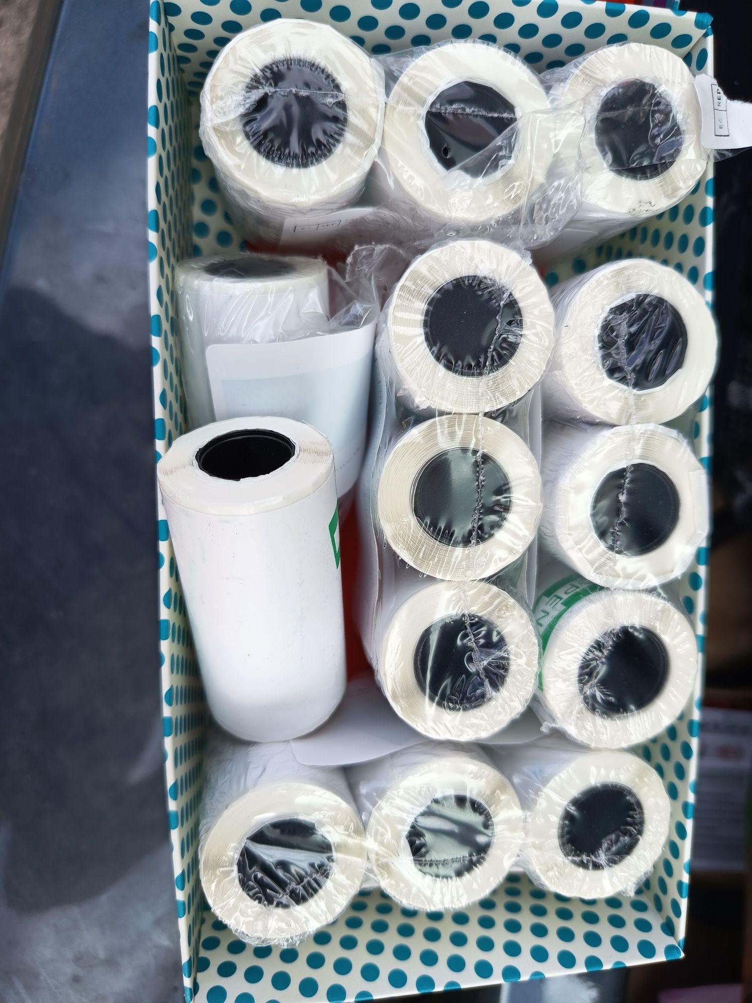 15 rolos térmicos autocolantes mini para impressoras térmicas