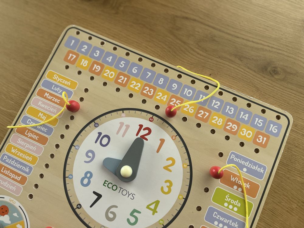 Drewniana tablica edukacyjna - Kalendarz dla dzieci ECOTOYS