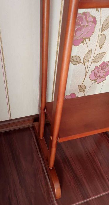 Підлогова подвійна вішалка стійка для одягу НВЕО дерев'яна Еко горіх