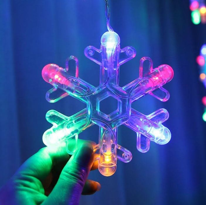 Гирлянда-штора "Снежинки - абстрактные", цветная