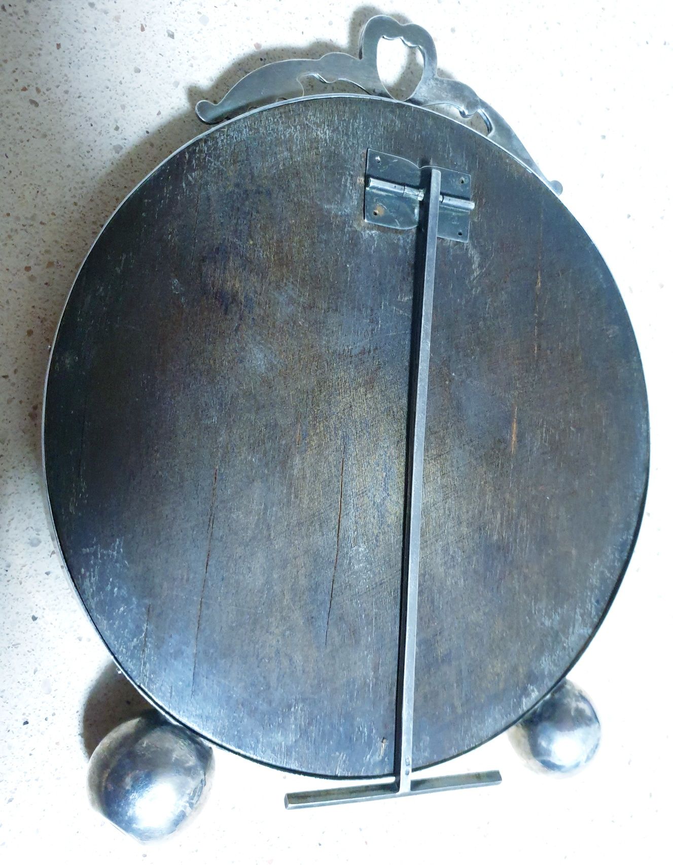 Fantástico antigo espelho Arte Deco em prata portuguesa contrastada