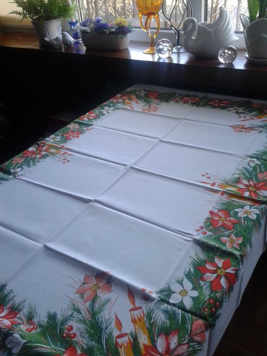 Obrus Świąteczny - bawełna - PRL
