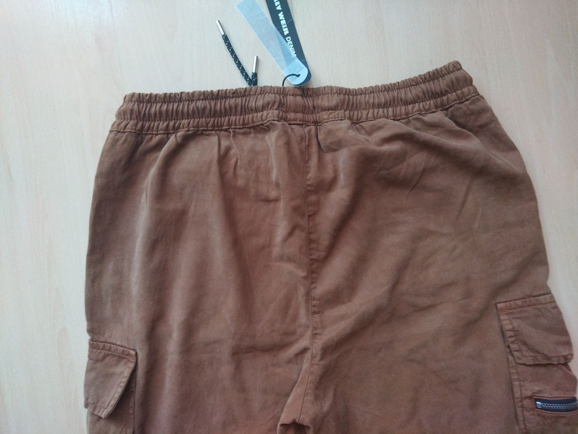 Bojówki spodnie cargo brąz 40/42