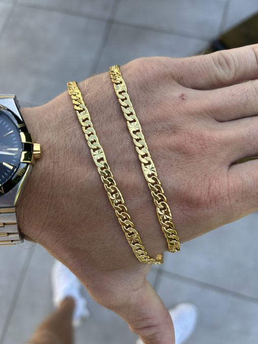 Złoty pozłacany łańcuszek splot pancerka figaro królewski