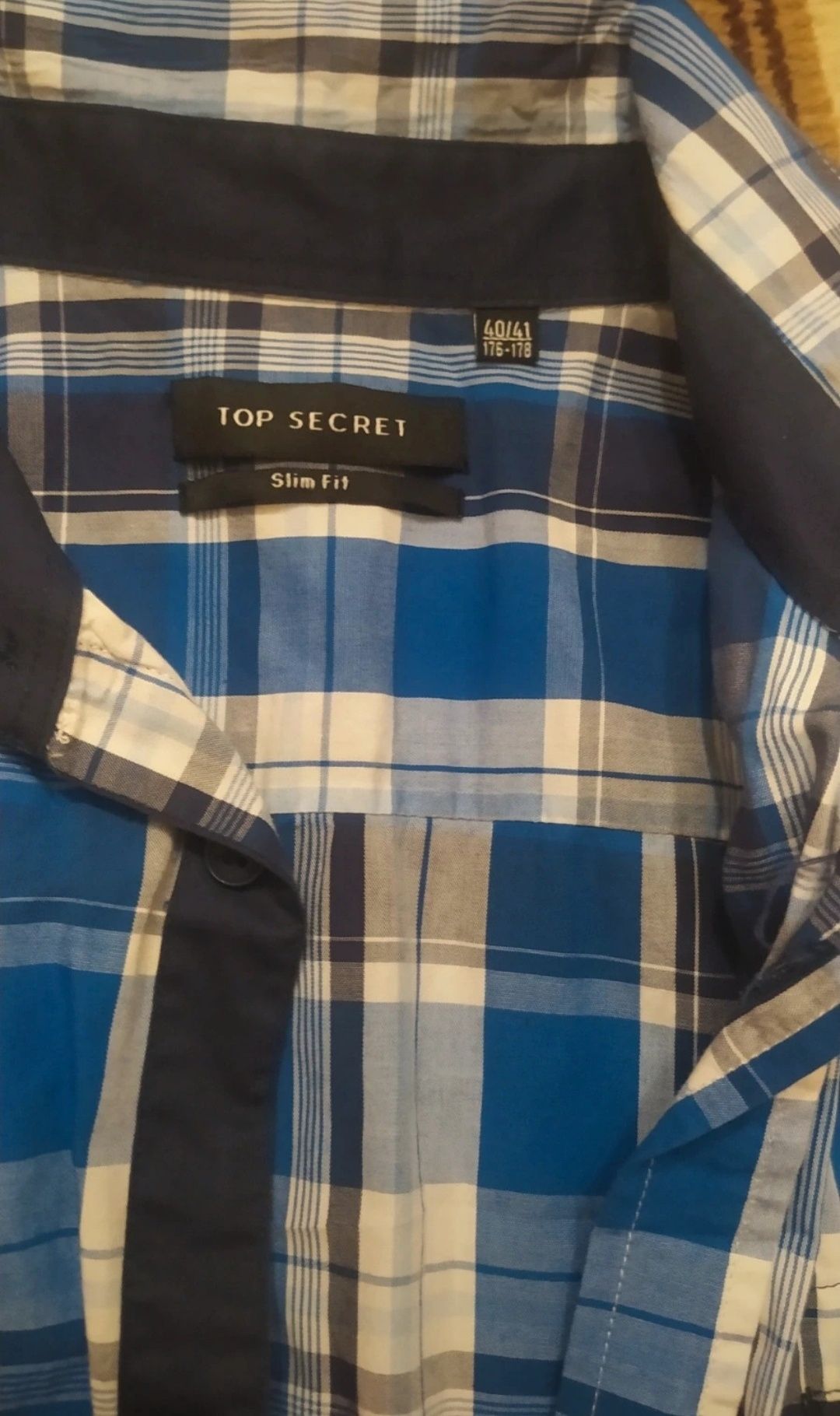 Koszula męska z krótkim rękawem w kratę Slim Fit Top Secret