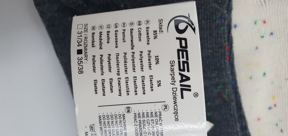 Bawełniane skarpetki dla dziewczynki 35-38 kolorowy melanż