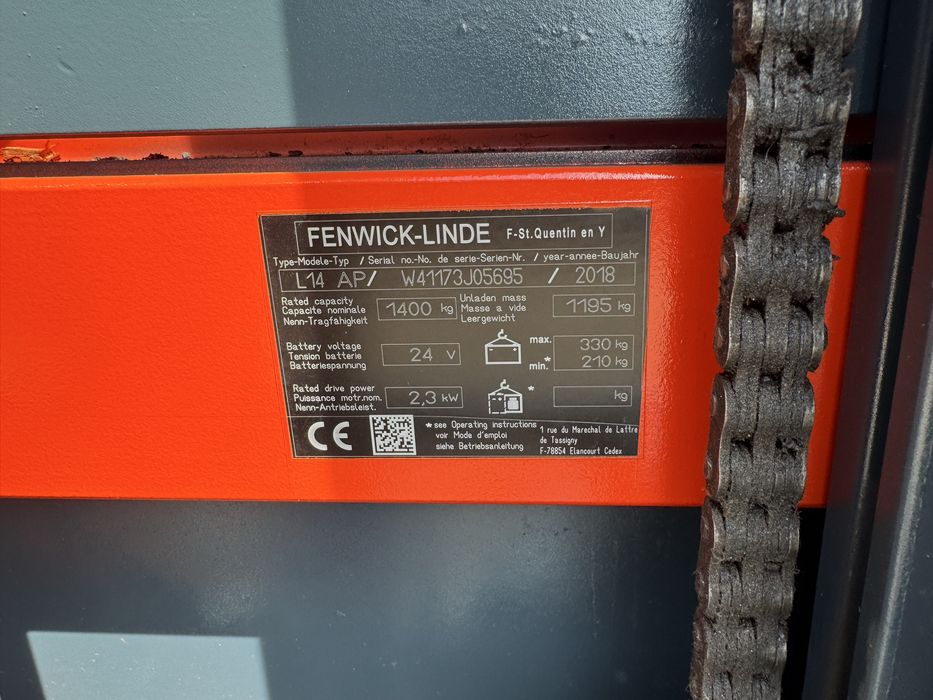 Paleciak elektryczny Linde L 14 Ap 2018 r 480 cm 1400 kg wózek Linde