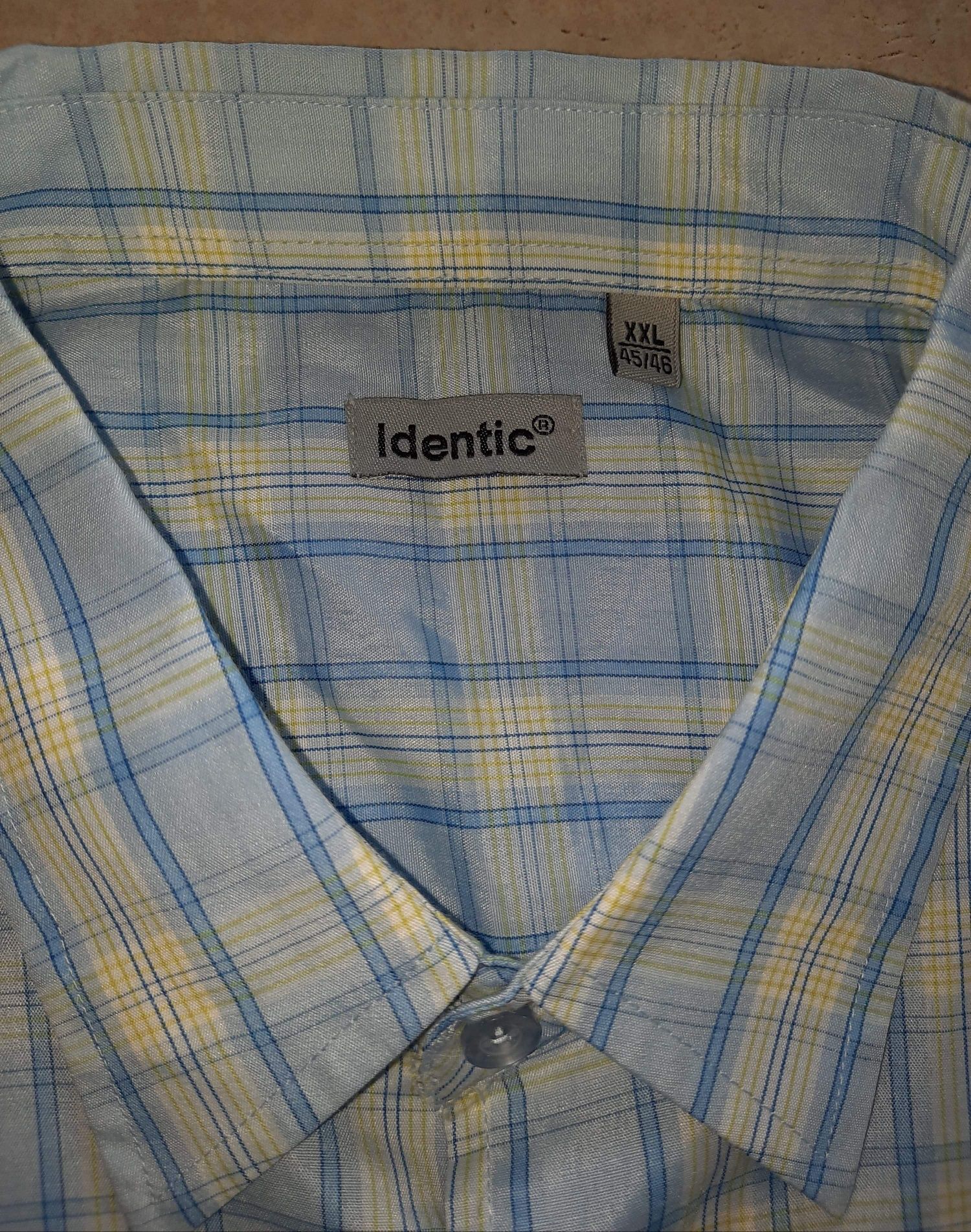 Koszula męska z krótkim rękawem Identic błękitna w kratkę XXL