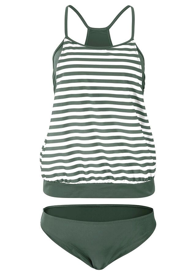 B.P.C tankini oliwkowo-białe w paski ^50