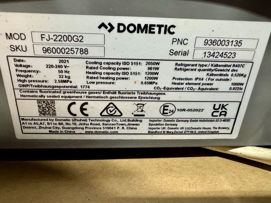 Klimatyzacja Dachowa Dometic FJ-2200 do Kampera/Kamping! Stan Idealny!