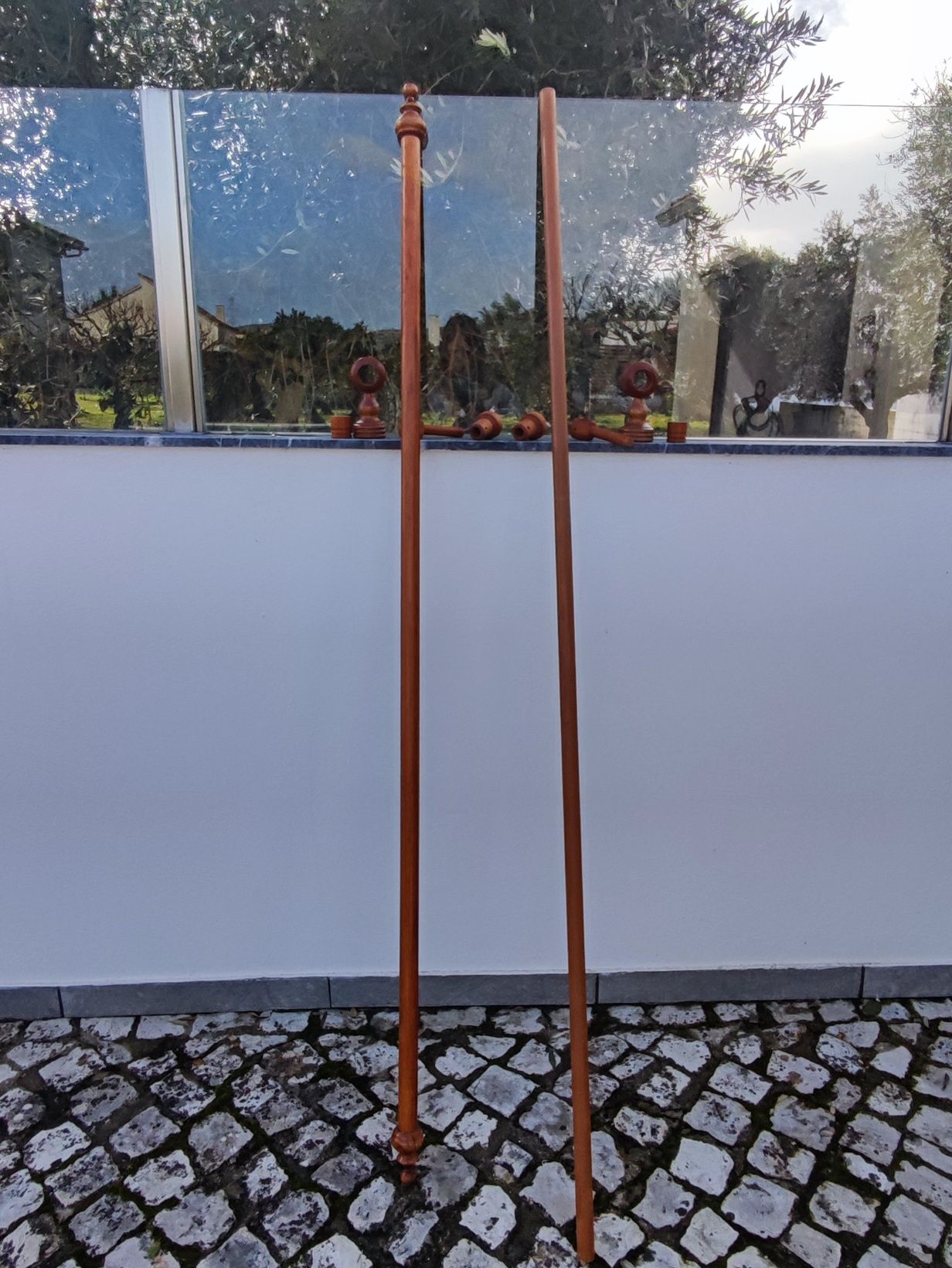 Varão duplo de cortinado em madeira