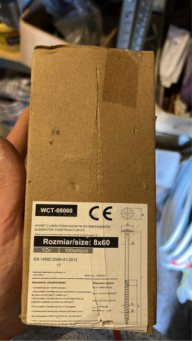 Wkrety ciesielskie 8x60 torx talerzowe 100szt