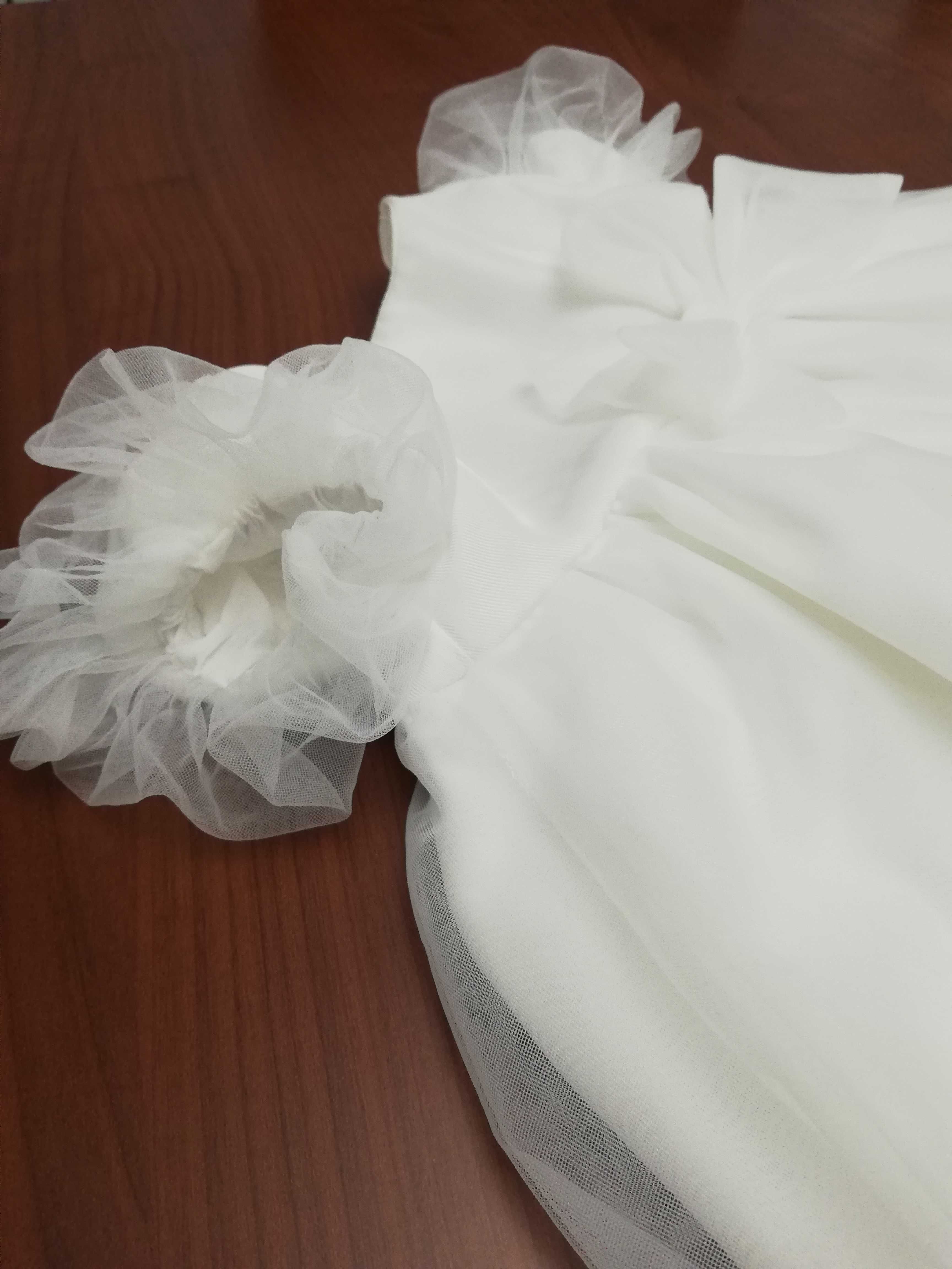 Sukienka biała dla noworodka niemowlaka do chrztu na chrzest