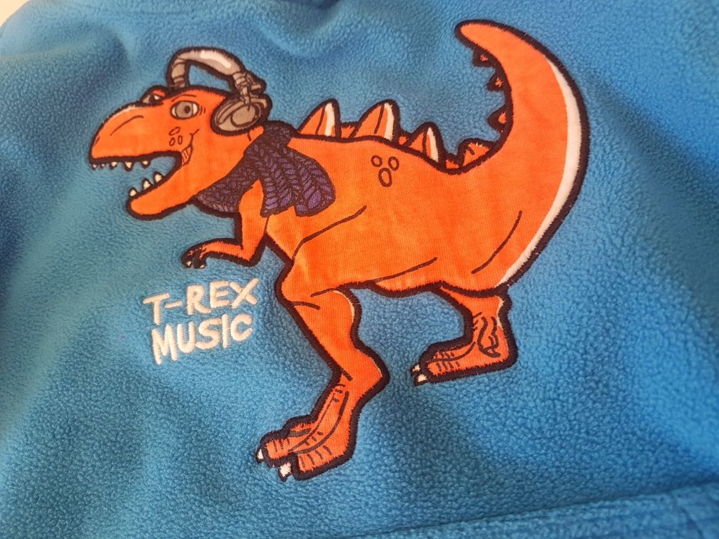 T-rex bluza z kapturem dla dziecka z kieszenią polarowa z dinozaurem