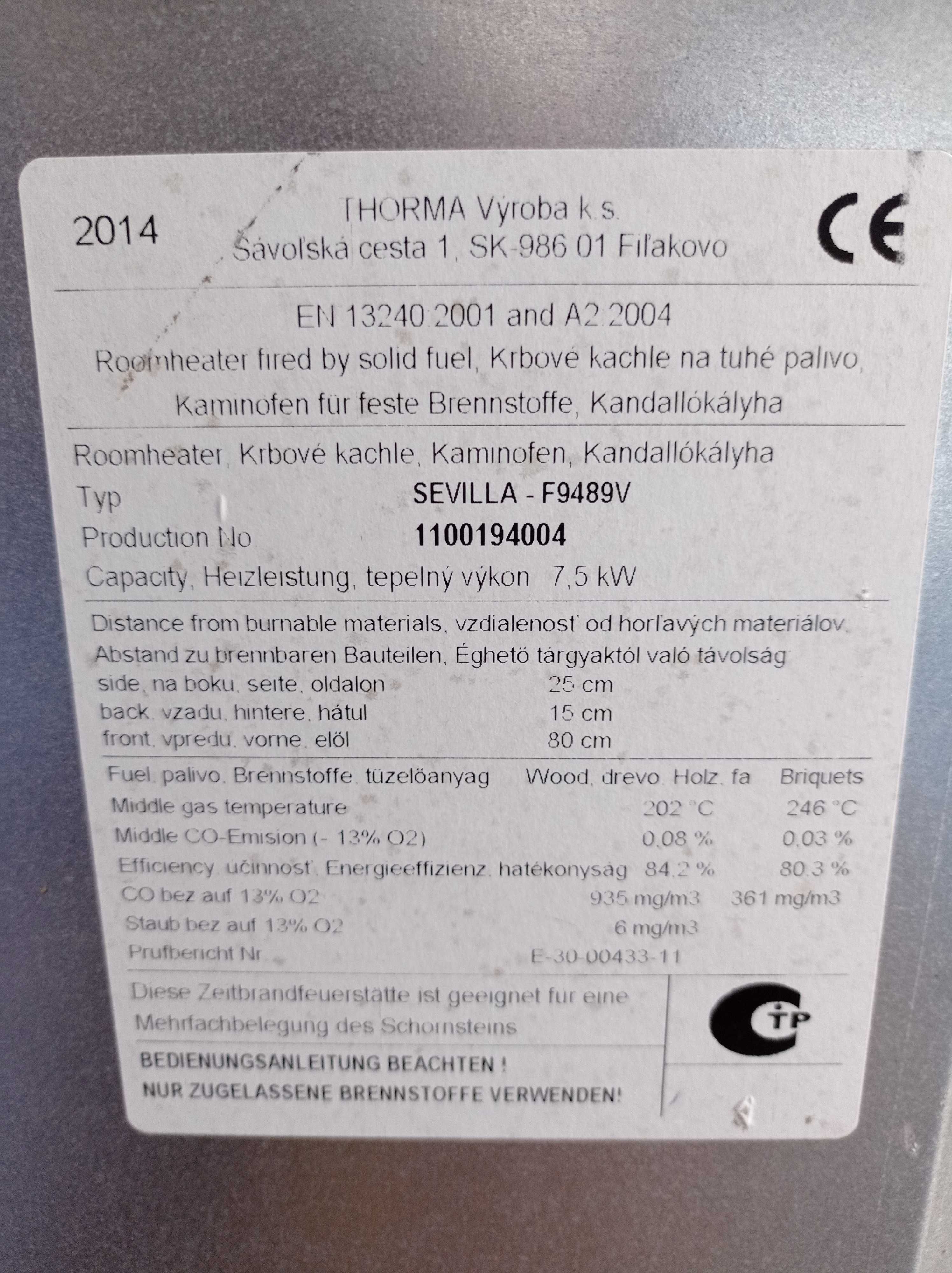 Kominek piecyk koza Sevilla 7,5kW
