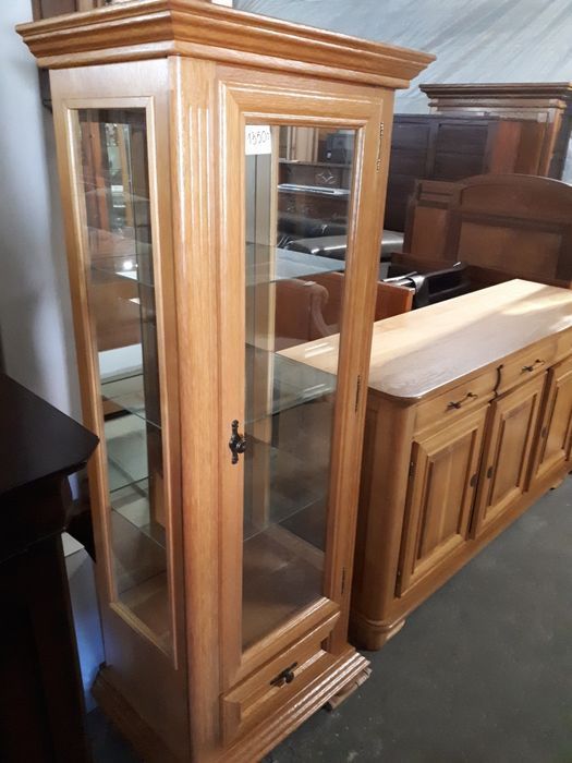 Witryna witrynka gablota drewniana dębowa jasna stan bdb FV DOWÓZ