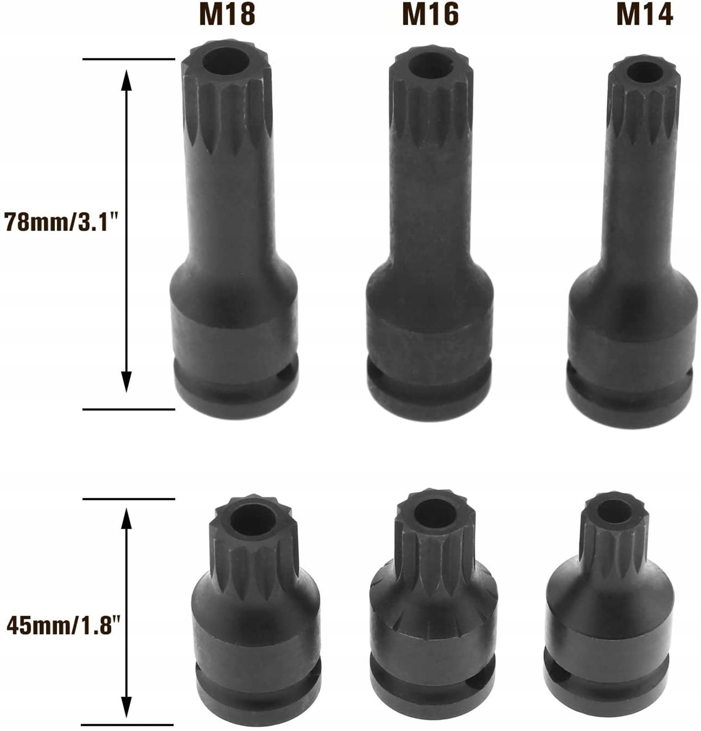 Klucze Bit Spline Udarowe 1/2 M14-M18 Xzn Piasta Vw Audi Skoda