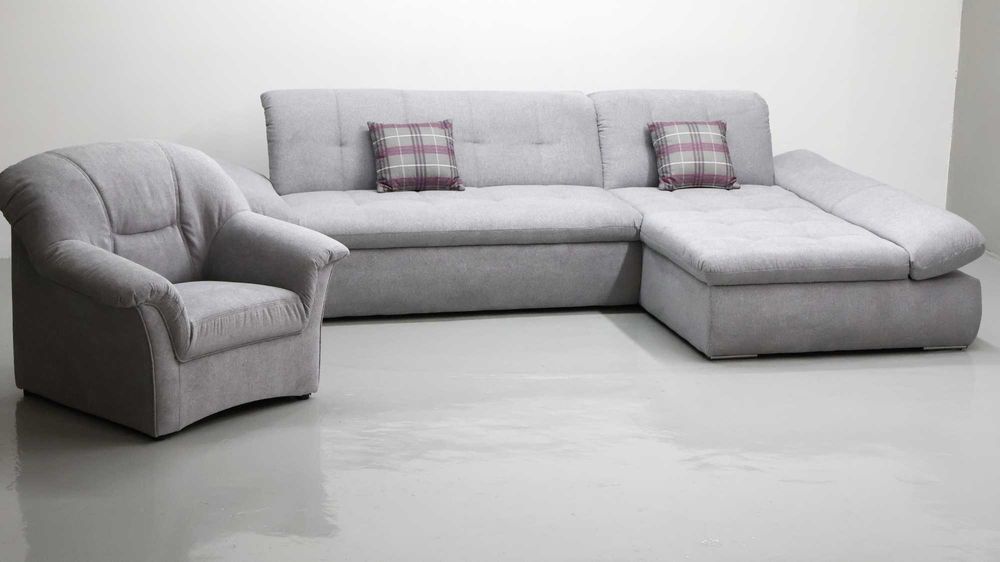 TLE Narożnik funkcja spania FOTEL popielaty rozkładana kanapa rogówkA