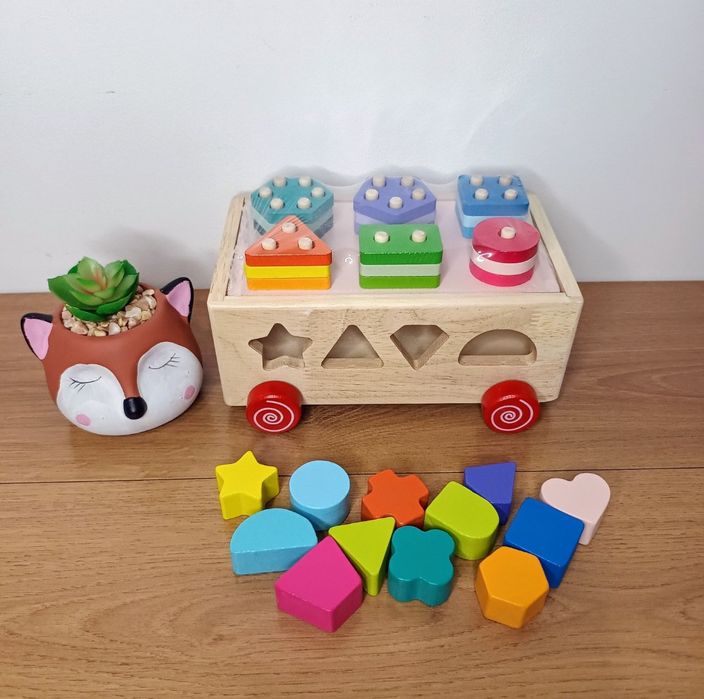 Сортер дерев'яний + каталка+ рибалка+шнурівка+ ніж і овочі на магнітах