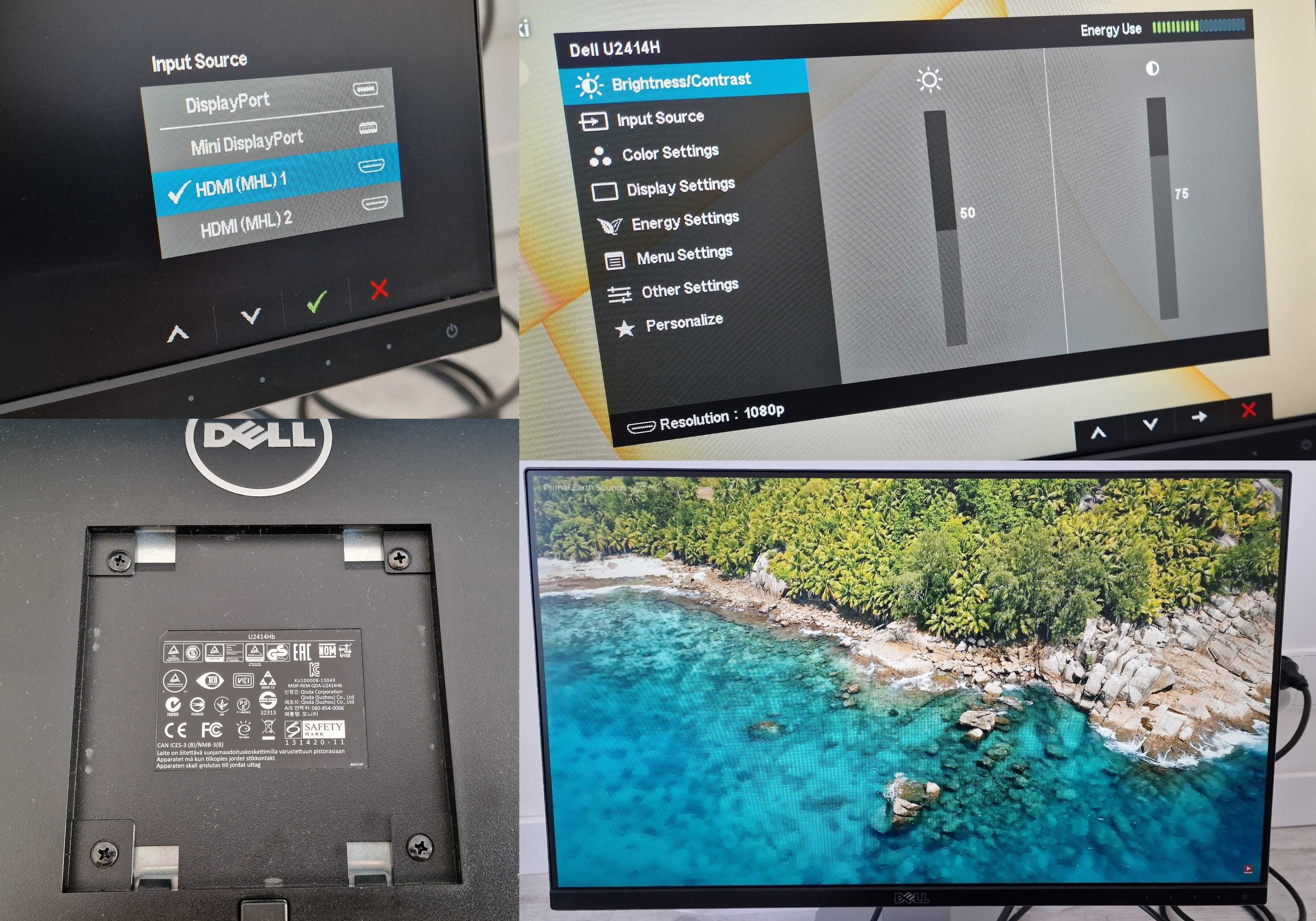 Monitor 24" Dell U2414H, Full HD, 1080p, najwyższa seria, stan idealny