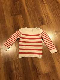 H&M LOGG sweter w paski r 110-116 biało czerwone