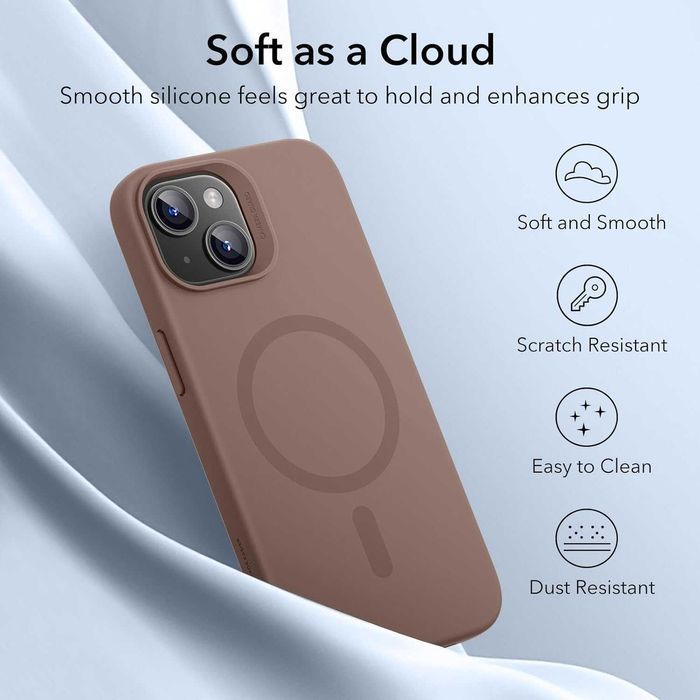 ESR HaloLock soft case etui MagSafe do iPhone 15 magnetyczne brązowe