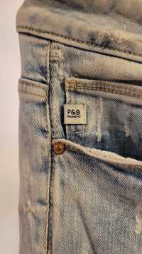 Pull & Bear - jasne jeansy z przetarciami - M - 38