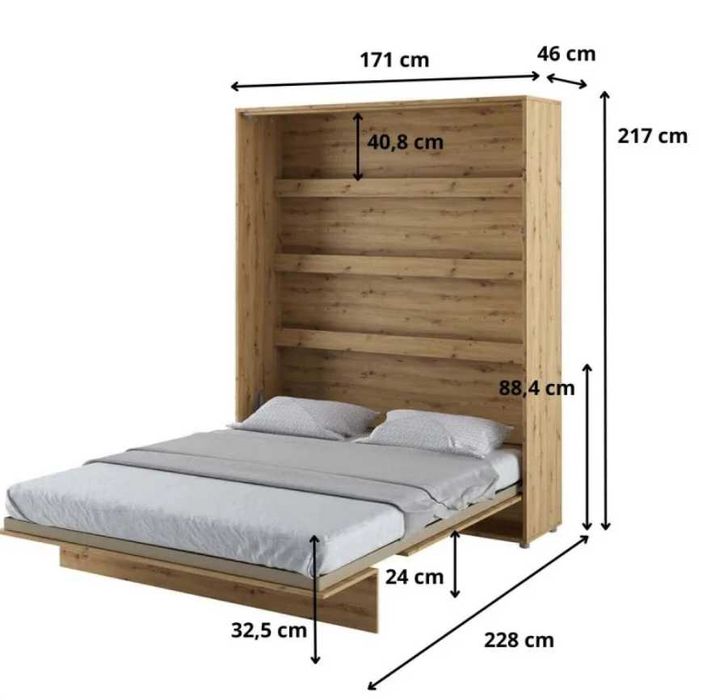 Łóżko składane 160x200 - BED CONCEPT BC-12 (półkotapczan)