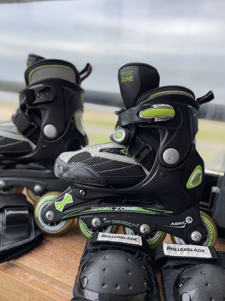 Patins em linha e proteções