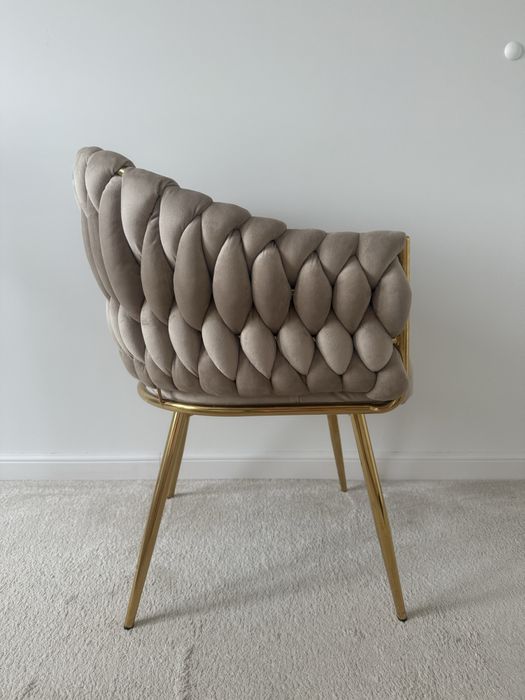 Krzesło welurowe Marbella beżowe 4 sztuki