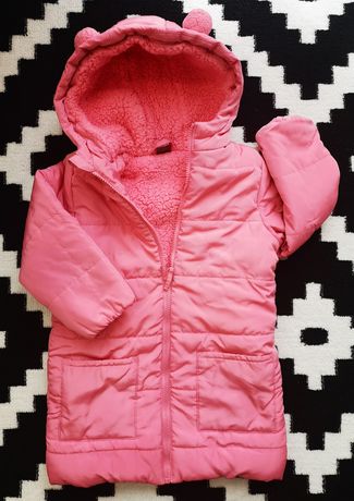 Kurtka zimowa jesienna dla dziewczynki różowa, futerko 116