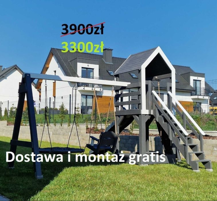 Plac zabaw "Nowoczesna wieża" z huśtawkami i ścianką wspinaczkową