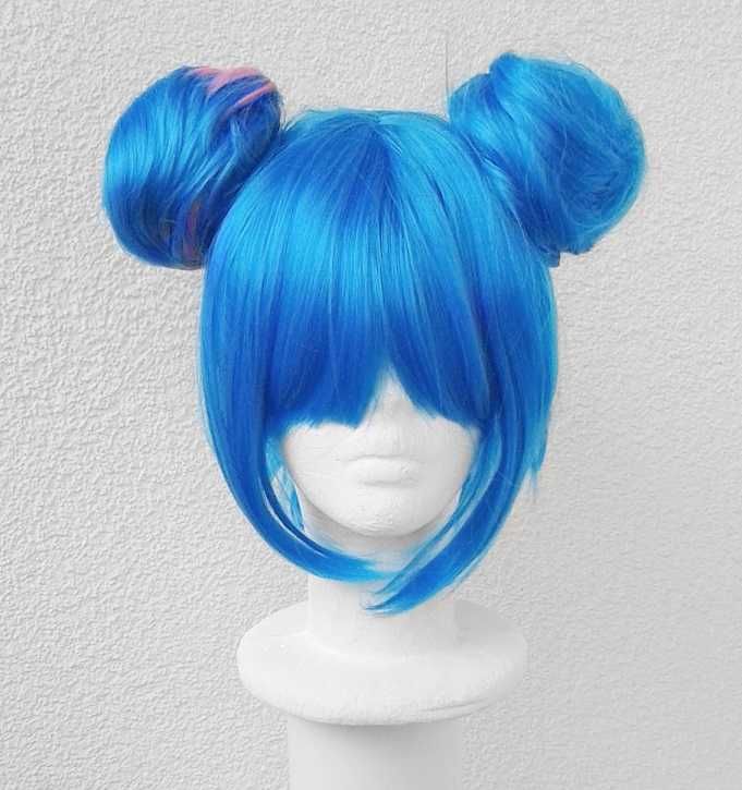 Jinx Powder Arcane peruka niebieska z koczkami krótka cosplay wig