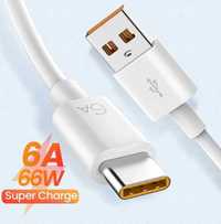 Kabel USB-C 6A 66W do Ładowania HUAWEI SuperCharge - biały | 1m!