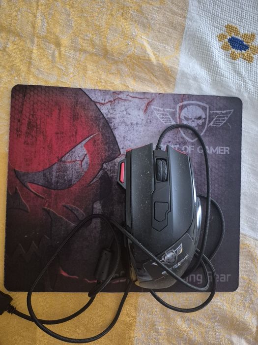 Rato Gamer USB Spirit of Gamer - Completo c/ Tapete - Oportunidade