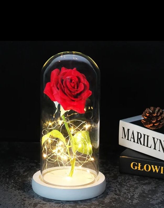 Троянда в колбі з LED підсвічуванням подарунок, роза під склом