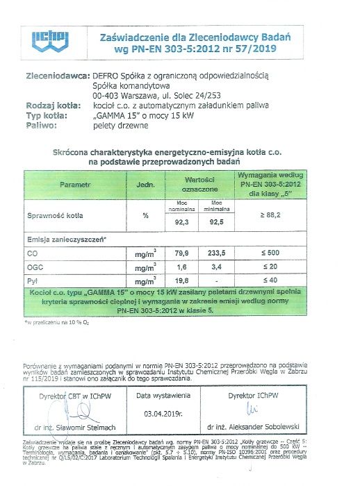 Kocioł piec Defro Gamma 15kw
