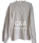 C&A sweter perły cable knit wool blend r. M/L