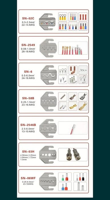 Кримпер з набором матриць обжимка для проводов Обжимные клещи для пров