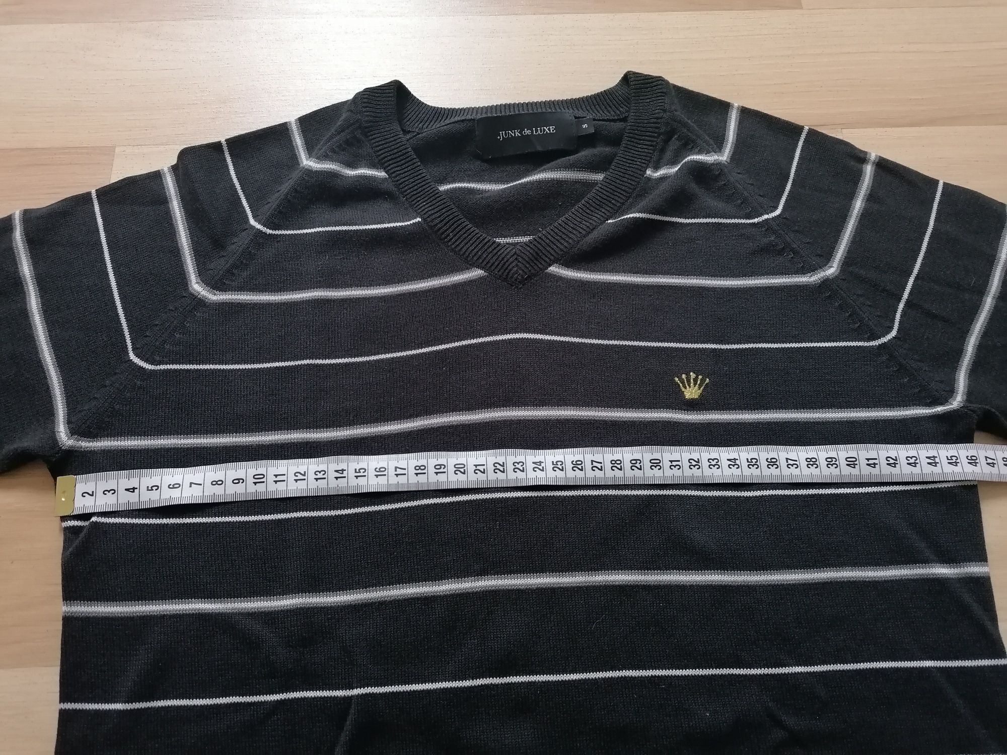 Swetr, sweter czarny w białe paski, a rozmiar S, Junk dr Luxe