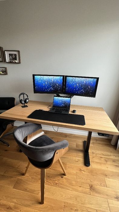 Nowe biurko z litego dębu na elektrycznym stelazu 160x80