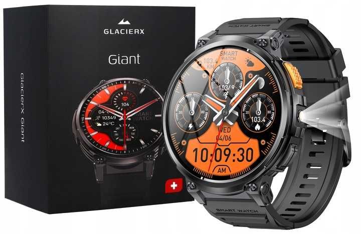 Smartwatch GlacierX Giant Nowy  Mega bateria Masywny Wodoszczelny