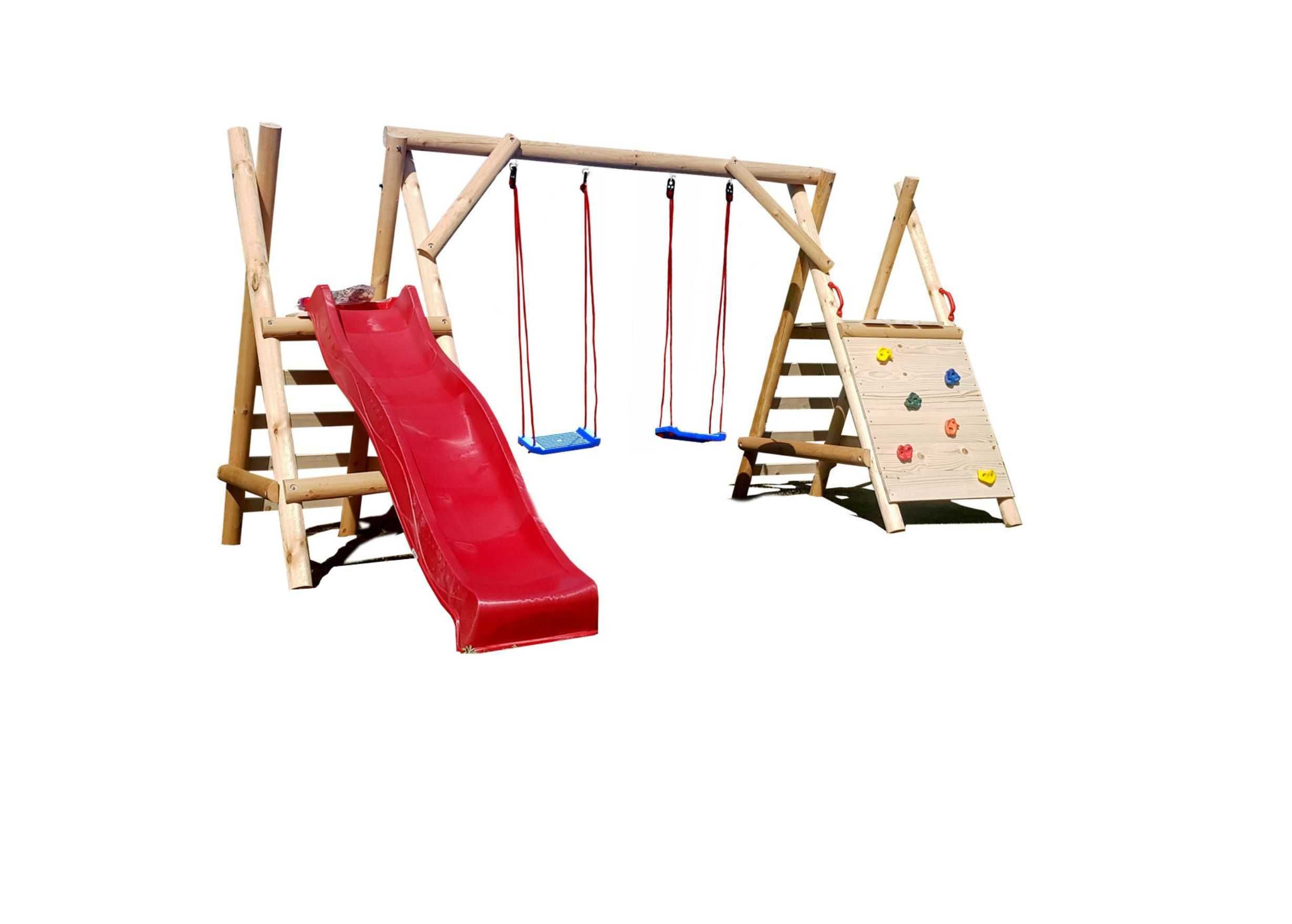 Drewniany Plac Zabaw do Ogrodu OLAF 2XHuśtawka Ścianka Ślizg PRODUCENT