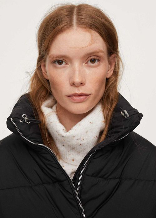 MANGO czarna pikowana kurtka NOWA watowana anorak zima L/40