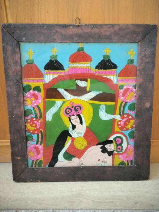 Matka Boska Obraz na szkle przedwojenny Huculski Zakopane ?