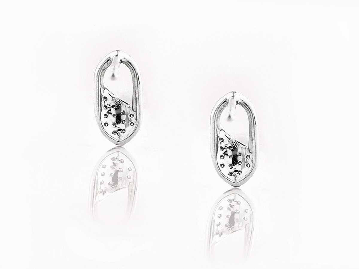 Brincos - 14 K Ouro branco - 0.06ct. tw. Diamante (Natural)