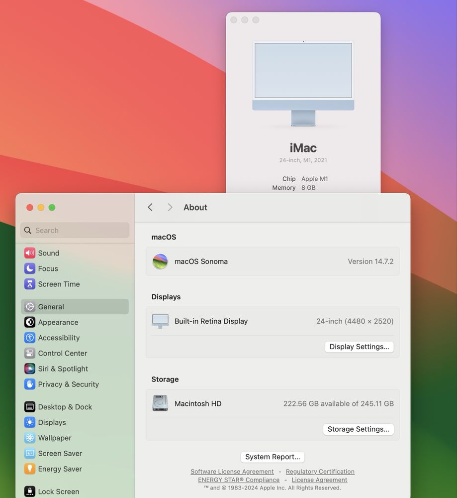 Apple iMac M1 2021 24 4.5K 8GB RAM 256GB SSD 8/8 Core моноблок